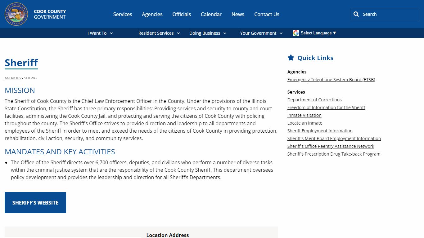 Sheriff - Cook County Government, Illinois